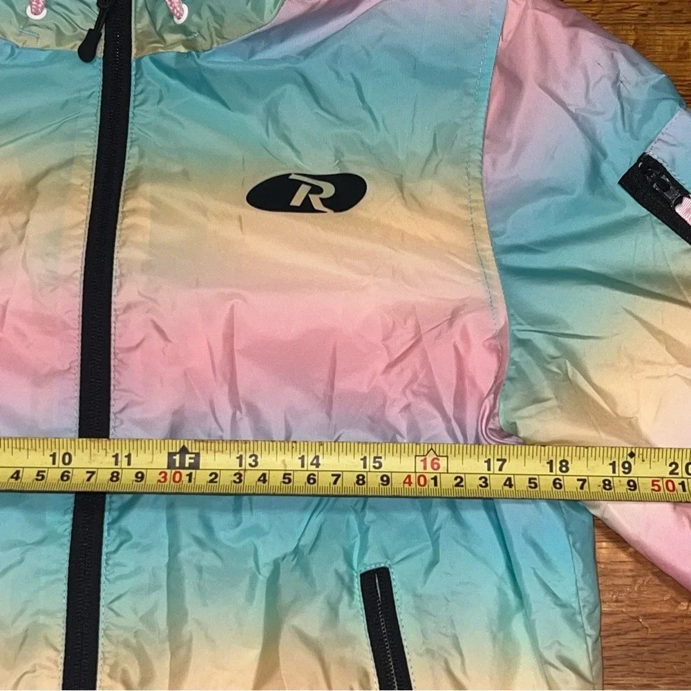 Rokka &‎ Rolla Youth XL Rainbow Sherbet Lightweight Hooded Windbreaker Jacket
